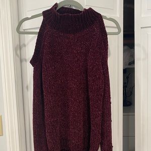 Cold shoulder burgundy sweater